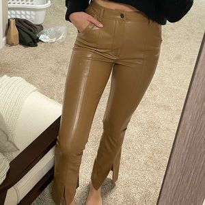 Abercrombie & Fitch super high rise vegan split hem leather pants